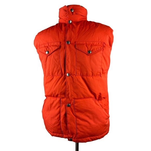 Vintage 80's The North Face Puffer Snap Front Vest Orange Medium H14145 *Flawed* - Picture 5 of 16